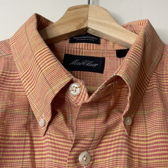 MacCluer | Linen Cotton Plaid Button Down Collared Short Sleeve Shirt XL - Picture 11 of 14